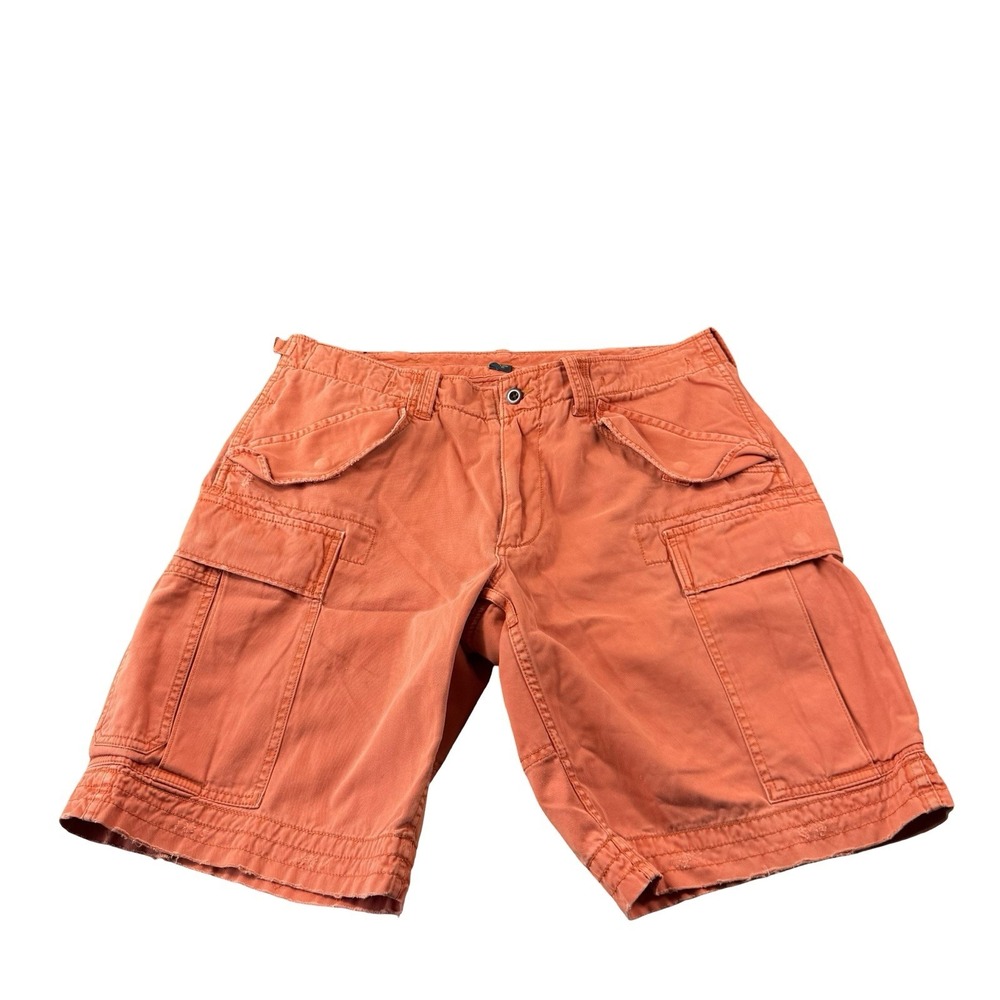 Polo Ralph Lauren Orange RL 67 Utility Mens Military Cargo Shorts Size 35 VTG